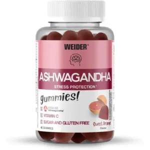 Ashwaghanda ksm66 (40 gummies) sweet orange - weider gummies reduces stress helps rest reduces cortisol